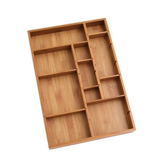 Bamboo Drawer Organizer Up to 11 Compartments - Set of 2 (Bx 6) - Picture 4 of 9